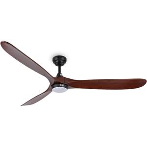 reiga 178cm Moderno ventilatore da soffitto a pale in legno massello | kit di illuminazione LED dimmerabile, App, Alexa, Google Home, telecomando, motore DC reversibile per interni/esterni