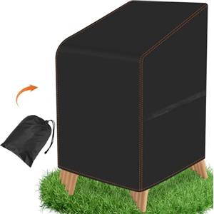 Azyvum Copertura per sedie da giardino in tessuto Oxford 210D, impermeabile, resistente all'inverno, per sedie impilabili con cordoncino, antivento, antistrappo, 64 x 64 x 120 cm (nero)