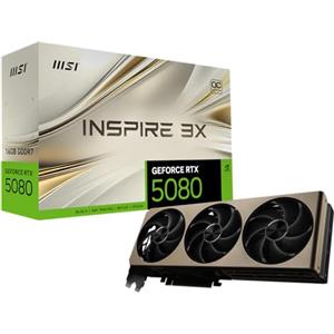 MSI Gaming RTX 5080 16G INSPRIE 3X OC Scheda grafica (16GB GDDR7, 256-bit, Extreme Clock TBD MHz, DisplayPort x 3 2.1a, HDMI 2.1b, architettura NVIDIA Blackwell)