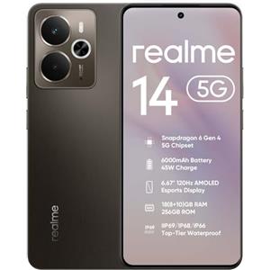 realme 14 5G Smartphone 8GB RAM + 256GB ROM, Snapdragon 6 Gen 4 e 120Hz AMOLED Schermo, Cellurale 6000mAh Batteria e Ricarica Rapida da 45W, IP69 Resistenza, GT Boost, AI OIS 50MP Fotocamera, Titanio