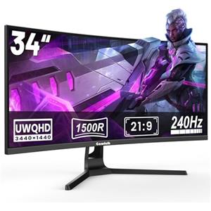 Gawfolk Monitor Curvo 34 Pollici Gaming Monitor 240hz, 1500R, UWQHD 3440x1440, Adaptive Sync, HDMI2.0 & DP1.4