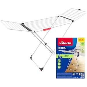 Vileda Extra Stendino da terra a Cavalletto, 20 m di stenditura, acciaio, con supporto per calzini e intimo, ruote