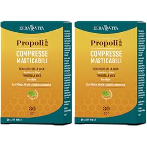 ERBA VITA Propoli EVSP® Compresse Masticabili integratore alimentare a base di Propoli EVSP® ed estratti vegetali specifici per il tuo benessere - 30 compresse (Confezione da 2)
