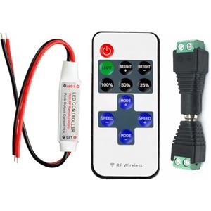 Taikuwu Controller striscia LED, dimmer, DC 5 V-24 V, 12 A, telecomando wireless, per SMD 5050 3528 2835 5630