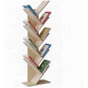 Baroni Home Libreria ad Albero Salvaspazio a 8 Ripiani Scaffale Portalibri Verticale da Terra per Soggiorno, Studio e Cameretta, 20x40x127 cm Naturale