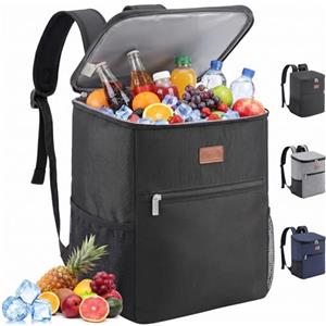 Lifewit Zaino Termico 24L (30 Lattine), Borsa Frigo Portatile con Scomparto, Grande Borse Termica Porta Pranzo per Uomo e Donna, Cooler Bag per Mare, Spiaggia, Viaggio, Nero