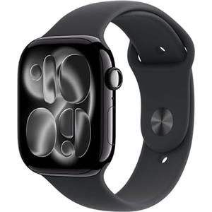 Apple Orologio Serie 11 GPS 46mm Smartwatch con Cassa in Alluminio Nero Jet con Cinturino Sportivo Nero S/M. Punteggio del sonno, Fitness Tracker, Monitoraggio Salute, Display Sempre Attivo
