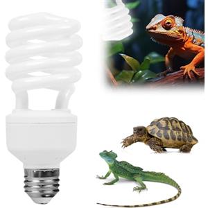RNPKZ Lampada UVB per terrario, 26 W 10.0 UVA UVB, attacco E27, lampada compatta UVB per rettili, terrario per tartarughe tropicali, uccelli, agame barba, lucertole, camaleonti, anfibi (bianco)