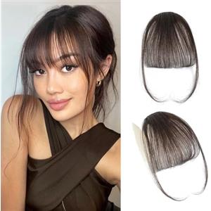 XIWCAFC Frangetta Finta Capelli Clip,Naturale Frangia Finta Capelli Veri,Extension Frontale Frangia Posticci,Parrucca Con Frangia,Clip In Frangia,Capelli Frangia,Per Capelli Estensioni, (marrone scuro)