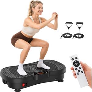 Roygym Pedana Vibrante, Vibration Plate Burever 180W, 200 Livelli di Intensità con 5 Programmi Preimpostati, Pedana Vibrante Per Allenamento Completo Con 2 Bande Elastiche E Telecomando