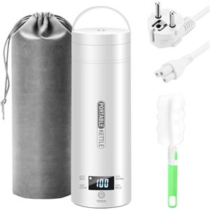 Vegena Bollitore elettrico, Bollitore da viaggio piccolo 500 ml Bollitore portatile da viaggio in acciaio inox Liner tazza elettrica Bollitore elettrico per tè caffè latte viaggio