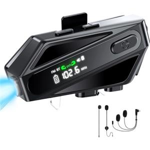 BestYiJo Cuffie Bluetooth per caschi da moto, con interfono, FM, impermeabilità IPX6, portata 450-600 metri