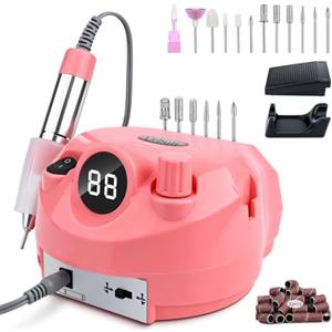 Urbuti Lima elettrica per unghie in gel con controllo a pedicure, 45000 giri/min, fresa professionale con base multifunzionale, set manicure pedicure con display digitale