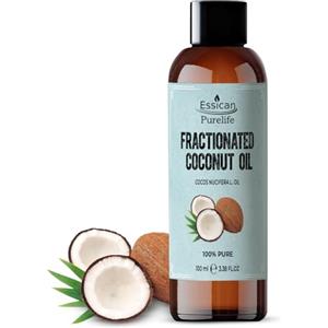 Essican Purelife 100ml Olio Di Cocco Frazionato MCT Per Pelle Capelli | Olio Leggero Non Untuoso, Uso Multiuso, Per Massaggi E Aromaterapia, Vettore Oli Essenziali, Formula Liquida MCT