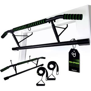 OcioDual sBarra per Trazioni Senza Viti + Cinghie per Allenamento in Sospensione, Barra per Trazioni da Porta Maniglie Elastiche e Antiscivolo in Schiuma, Pull Up Bar Door