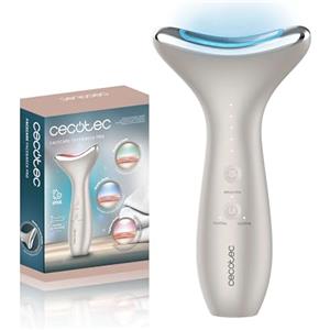 Cecotec Massaggiatore Radiofrequenza - Tonificatore Viso FaceCare Face&Neck Pro. Viso e Collo, Testina Alluminio, 3 Modalità, Luce LED Rossa, Blu, Verde, 5 Livelli EMS, Vibrazione, Calore, Antirughe