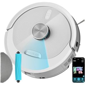 Cecotec Robot Aspirapolvere Lavapavimenti Conga M80 Pearl. Navigazione Laser, Potenza 25000Pa, Autonomia 240min, Spazzola Silicone per Animali, Bluetooth WiFi, Controllo App, Pulizia Profonda