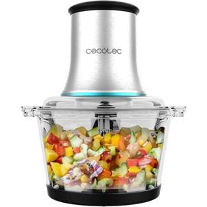 Cecotec Tritatutto ChopBeat 2000 Vindaloo Glass, 500W di Potenza, Tritura, Taglia e Affetta, Lama con 4 Lame in Acciaio Inossidabile, 2 Velocità, Ciotola in Vetro da 500g