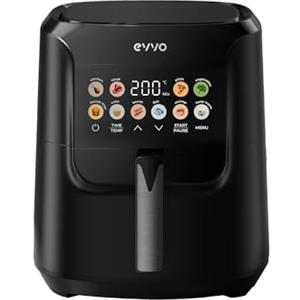 EVVO Tasty Fryer Advance 6L Friggitrice ad Aria Calda Senza Olio, 1700W, Tecnologia Dual Cyclone, Pannello Touch, 200°C, Timer, Cestello Antiaderente Lavabile in Lavastoviglie, Acciaio Inox