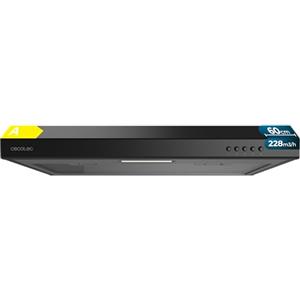 Cecotec Cappa Aspirante Convenzionale 60 cm Bolero Flux CM 602100 Black A. Finitura Nera Verniciata, Aspirazione 228 m³/h, 3 Velocità, Filtro in Alluminio, Classe A, Motore BLDC e Luce LED