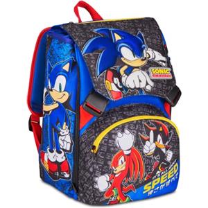Seven Zaino Scuola Estensibile Big Sonic, Blu, 24L, Espandibile tramite zip, Tasca frontale, Tasca laterale portaborraccia, Scuola elementare, Bambino
