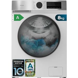 Cecotec Lavatrice Carico Frontale 8Kg Bolero DressCode 8450 Inverter, 1400 rpm, 16 Programmi, Classe A-20%, Motore Inverter Plus, Allergy Care, Pearl Drum, Silence, Stop&Go, Kid Lock, Bianca