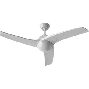 EVVO Ventilatore da soffitto con luce e telecomando V522, motore DC 26 W, silenzioso, Ø132 cm, 3 pale, 6 velocità, timer (Modello: V522 finitura bianca)