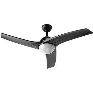EVVO Ventilatore da soffitto con luce LED e comando silenzioso, Ø132 cm, 3 pale, motore DC 26 W, 6 velocità, timer (modello: V522 finitura nera)