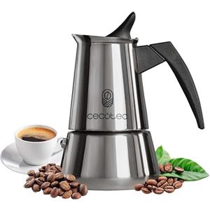 Cecotec Caffettiera Moka Express Piccolina 400. 200ml, 4 Tazze di Caffè, Acciaio Inox, Adatta a Tutte le Superfici, Filtro Premium, Valvola di Sicurezza, Manico Termoresistente, Design Elegante