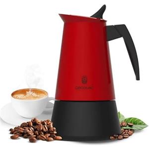 Cecotec Caffettiera Moka Express Piccolina 900 Red. 450ml, 10 Tazze di Caffè, Acciaio Inox, Adatta a Tutte le Superfici, Filtro Premium, Valvola di Sicurezza, Manico Termoresistente, Design Elegante