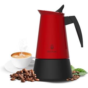 Cecotec Caffettiera Moka Express Piccolina 600 Red. 300ml, 6 Tazze di Caffè, Acciaio Inox, Adatta a Tutte le Superfici, Filtro Premium, Valvola di Sicurezza, Manico Termoresistente, Design Elegante