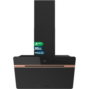 Cecotec Cappa Aspirante Decorativa 60 cm Bolero Flux DT 607500 Matt Black A+++. Portata 717,2 m³/h, Funzione Booster, Vetro Opaco/Lucido, Dettagli Rame, Filtri Alluminio, Classe A+++