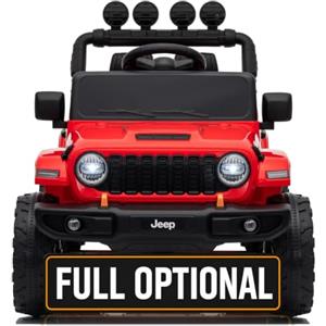 Mondial Toys Jeep Wrangler Rubicon 12V Macchina Elettrica per Bambini con Licenza Ufficiale Doppio Motore Telecomando Parentale Luci LED Musica Auto Elettrica Fuoristrada Full Optional (Rosso)