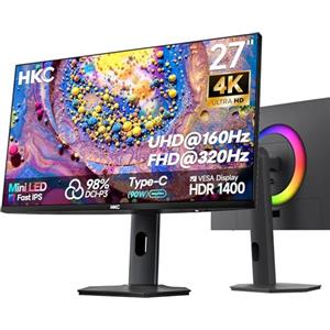 HKC Monitor Gaming Mini LED 27 Pollici, UHD 160Hz/FHD 320Hz, USB-C 90 W