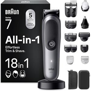 Braun Rasoio Elettrico Barba e Capelli Serie 7, Accessori AIO7585 Grigio