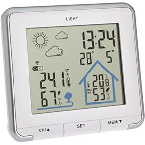 TFA Dostmann stazione meteo con sensore esterno, radiocontrollata Life, 35.1153.02, digitale, con previsioni del tempo, temperatura e umidità interna e esterna, bianca