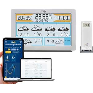 TFA Dostmann Stazione meteo con sensore esterno e Wi-Fi con app, TFA.me, 35.8100, Previsioni meteo professionali di wetter.com da 3-6 giorni, Portale online, Indice UV, Design Moderno e Smart, Argento
