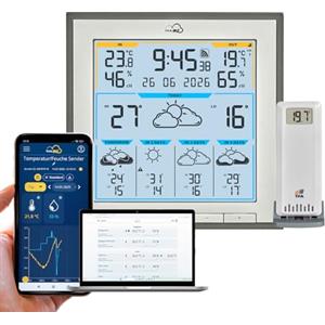 TFA Dostmann Stazione meteo con sensore esterno wifi TFA.me ID-08, 35.8105, previsioni meteo da wetter.com per 5 giorni, portale online, valori massimi e minimi, funzione di allerta, colore antracite