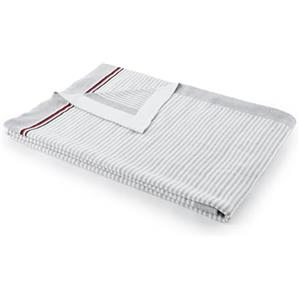 Tommy Hilfiger - Plaid, grigio, maglia, 100% cotone biologico, mini righe e bordo a tinta unita, morbido e moderno, 130x170 cm