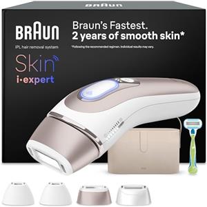 Braun Skin I·Expert Epilatore Luce Pulsata Smart, 4 Testine, PL7387 Oro