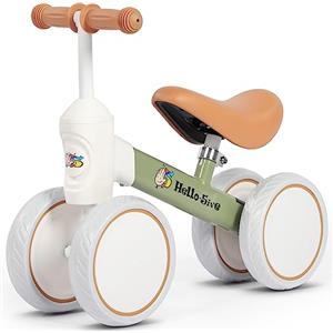Hello-5ive Baby Balance Bike, senza pedale, con 4 ruote e sedile regolabile in altezza, bici da allenamento per bambini da 10 a 36 mesi, per bambini e bambine, regalo per primo compleanno