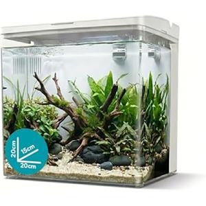 AQPET NEYA Acquario da Scrivania con Filtro e Pompa Inclusi, LED 5 Modalità e Porte USB - Mini Acquario in Acrilico con Coperchio Apribile, Ideale per Betta, Caridine e Piante Acquatiche 5lt (Bianco)