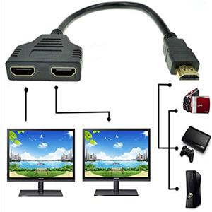 Generic ZYuoo - Splitter per cavo HDMI, 1080P, connettore HDMI a doppia presa HDMI, 1 a 2 vie, adattatore