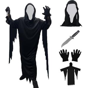 Aicerous® Scream Ghostface Costume di Halloween Ghostface Costume Costume da Fantasma Urlante Spaventoso, adatto per Halloween, Carnevale, Feste in Maschera, Horror party