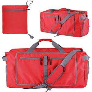 SUNDEE Borsone pieghevole da 60 l, grande capacità, con scomparto per scarpe, leggero e impermeabile, per palestra, spiaggia, piscina, sport, palestra (rosso)