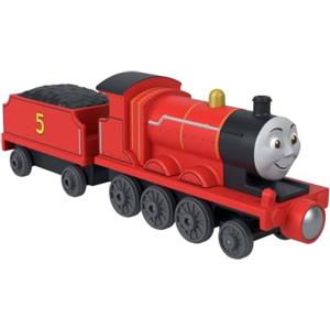 THOMAS & FRIENDS Fisher-Price Il Trenino Thomas Locomotiva James Deluxe a spinta | Trenino in metallo per bambini in età prescolare con personaggio classico della serie e connettori magnetici, JLB65