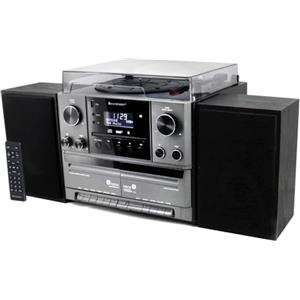 Soundmaster MCD5600 Impianto stereo con giradischi DAB+ lettore CD a doppia cassetta USB MP3 Bluetooth codifica digitalizzazione Collegamento antenna 75 Ohm, colore: nero
