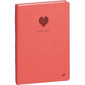 Quo Vadis 1282731Q Diario Scolastico EUROTEXTAGENDA Multilingua Cuore Colore Rosso Anno 2026-2027 formato 12x17cm giornaliera 12 mesi agosto-luglio carta bianca Paco