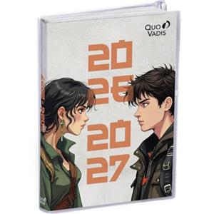 Quo Vadis 1282759Q Diario Scolastico EUROTEXTAGENDA Multilingua Duozip Multicolore Anno 2026-2027 formato 12x17cm giornaliera 12 mesi agosto-luglio carta bianca Creamanga