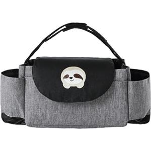 Hiseng Borsa Organizer per Passeggino Universale Borsa Passeggino Organizer Fumetto, Tracolla, Grande Capacità Scomparti Multipli Borsa Fasciatoio per Carrozzina (Bradipo,35x15x11cm)